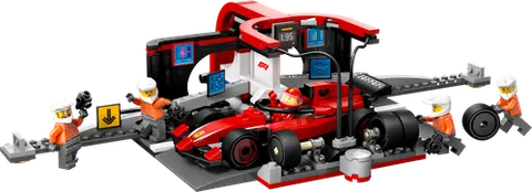 LEGO 60443 F1 Pit Stop & Pit Crew with Ferrari Car
