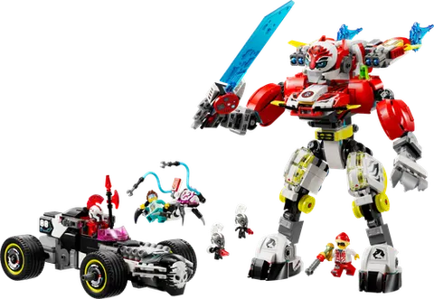 LEGO 71497 Cooper's Tiger Mech & Zero's Hot Rod Car